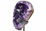 Deep-Purple Amethyst Geode With Metal Stand - Uruguay #368352-2
